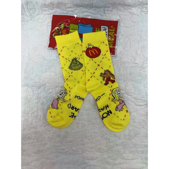 McDonald's 2025 The Grinch Socks Yellow New Opened Pkg Unisex - Picture 2 of 4